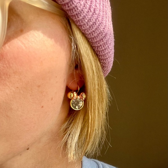 Kate Spade New York x Minnie Mouse Stone Gold lever-back earrings with dust bag - Picture 2 of 2